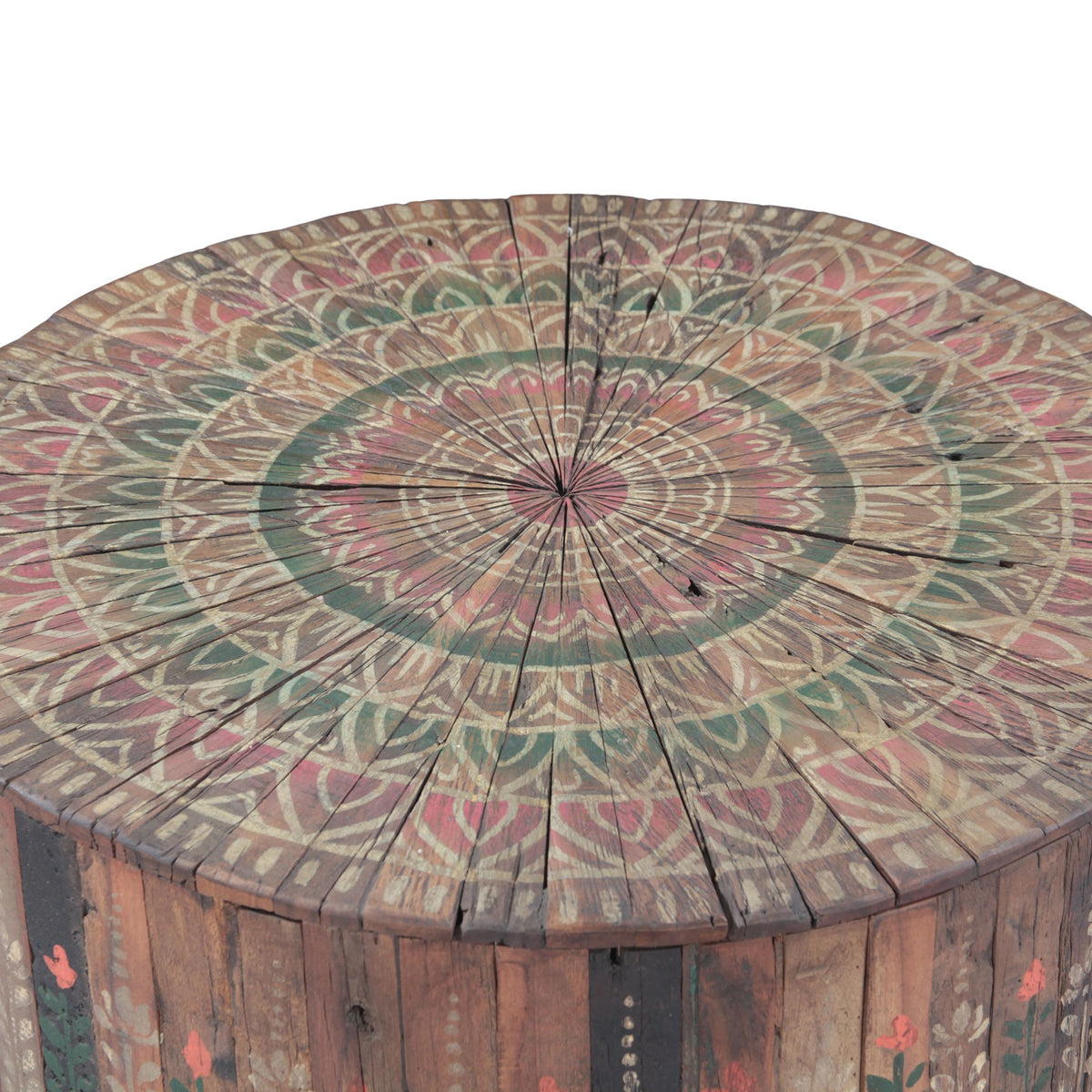 Rustic Roots 32" Hand Painted Round Coffee Table with Storage Drawer - image 2