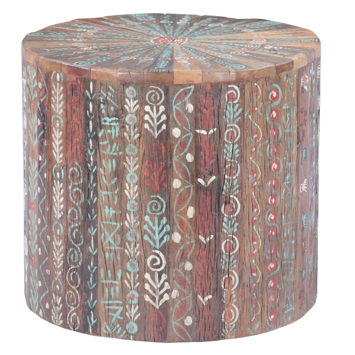 Rustic Roots 20" Hand Painted Round Side Table - image 3