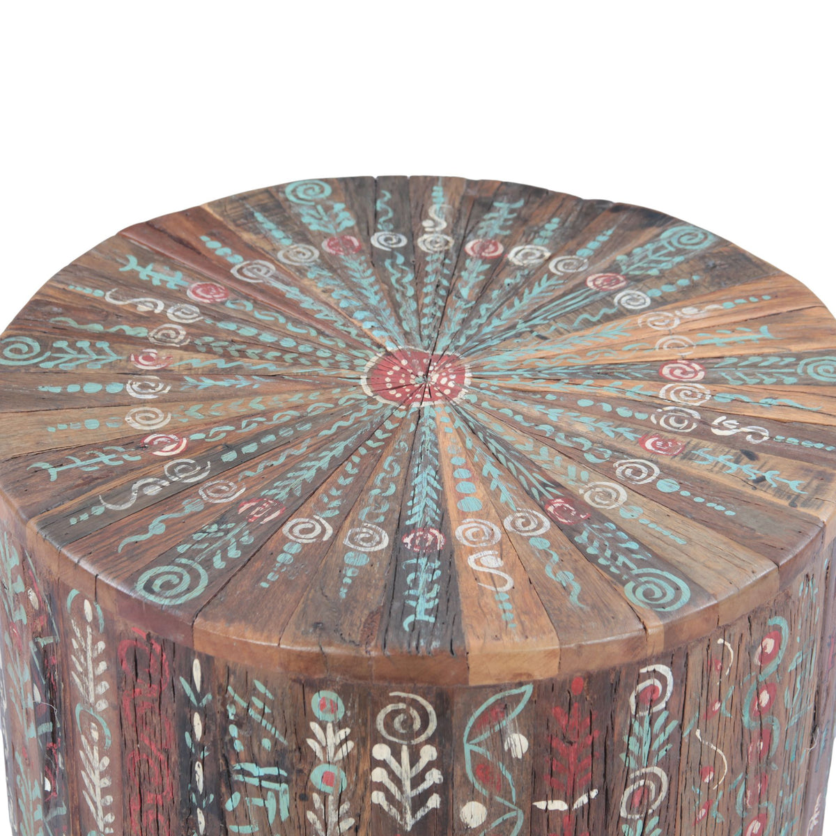 Rustic Roots 20" Hand Painted Round Side Table - image 2