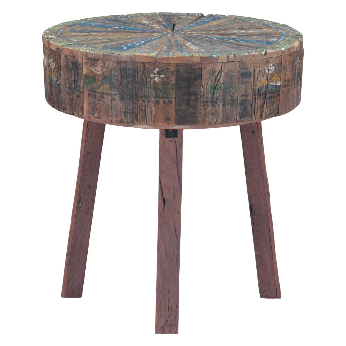 Rustic Roots 22" Hand Painted Round Side Table - image 3