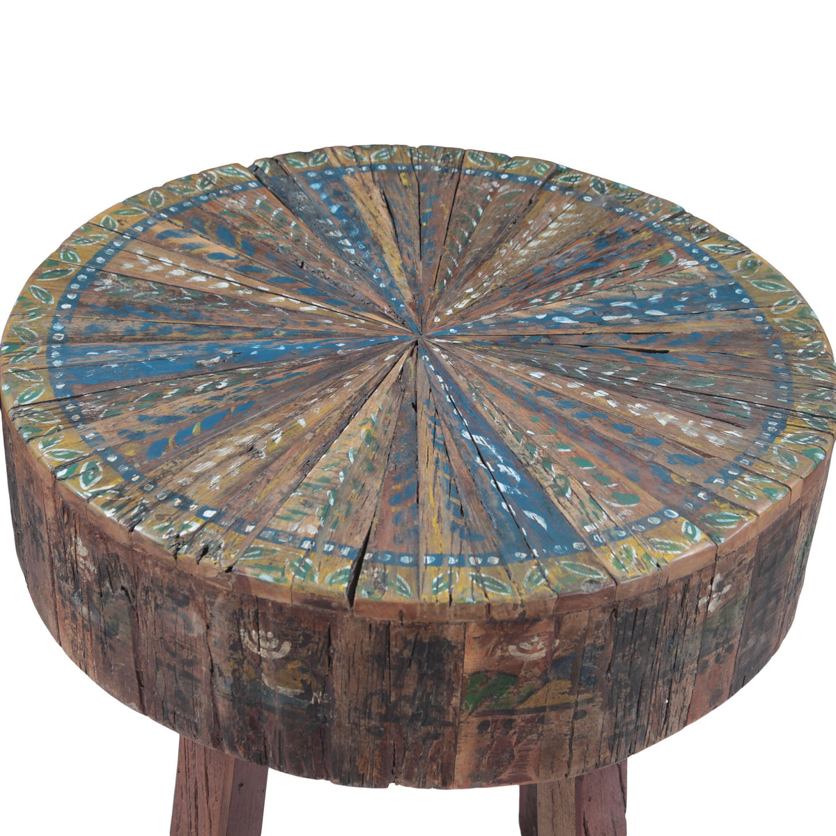 Rustic Roots 22" Hand Painted Round Side Table - image 2