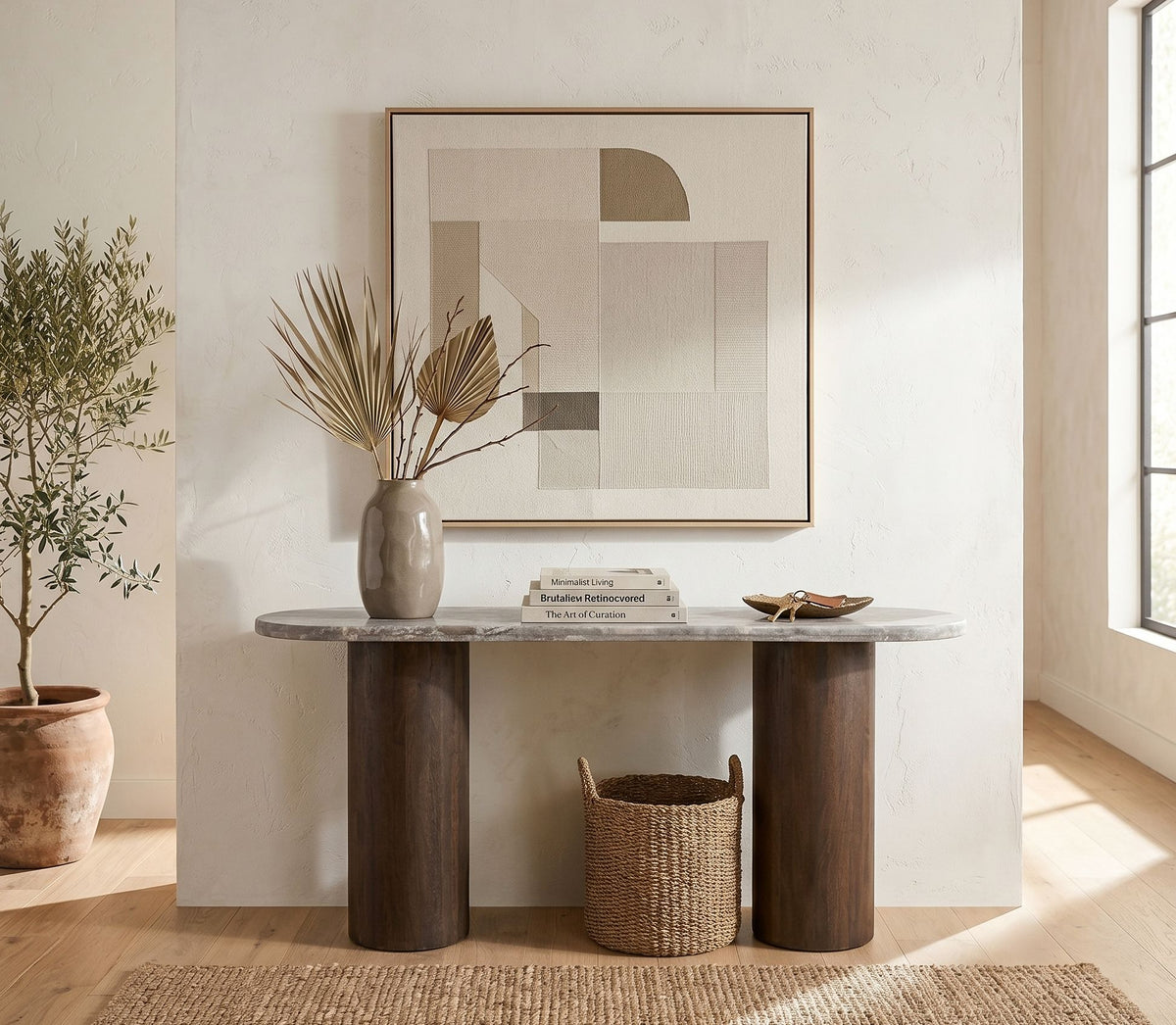 San Juan 55" Console Table in Royal Brown with Gray Travertine - image 3