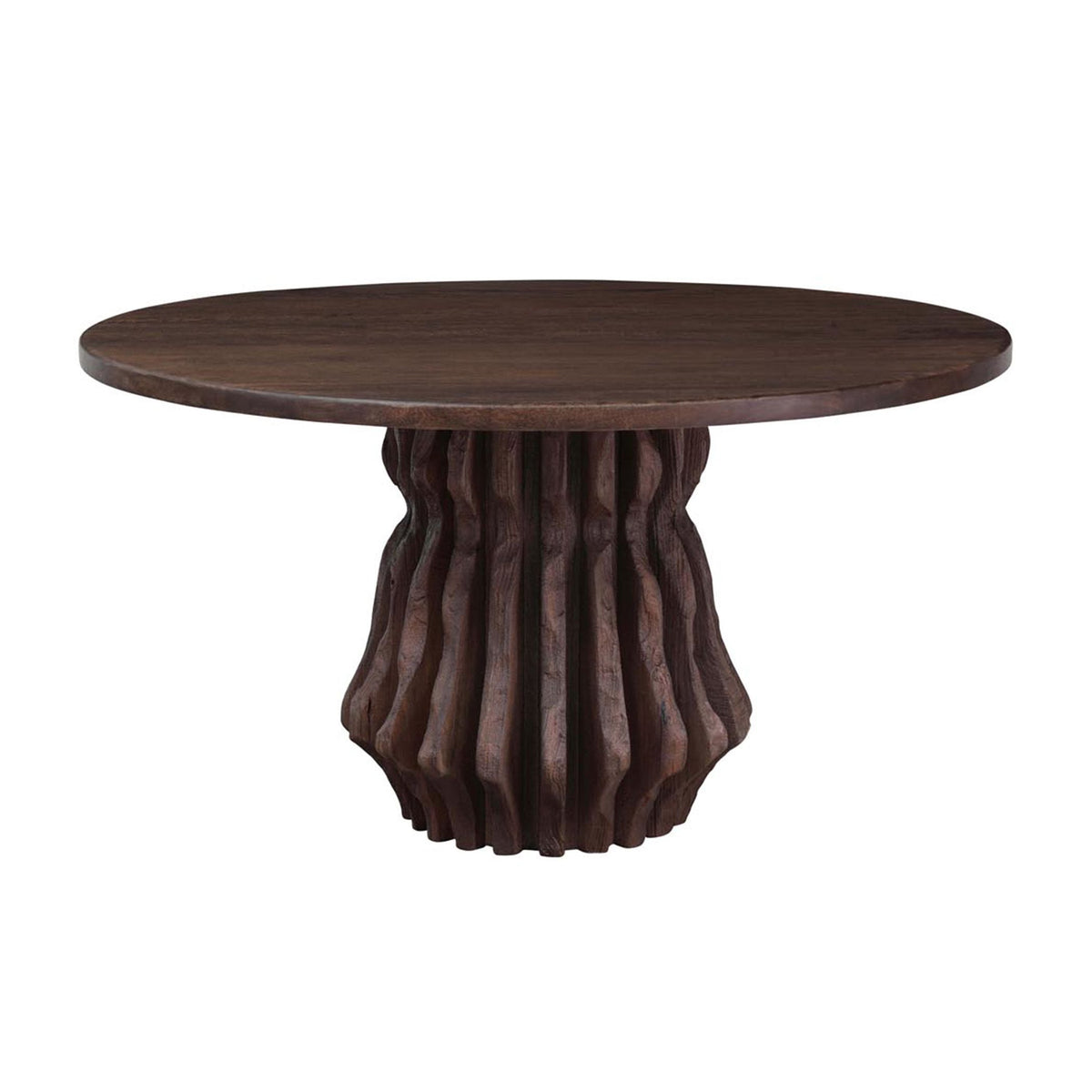 San Juan 54" Round Dining Table with Live Edge Sculptural Base in Royal Brown - image 2