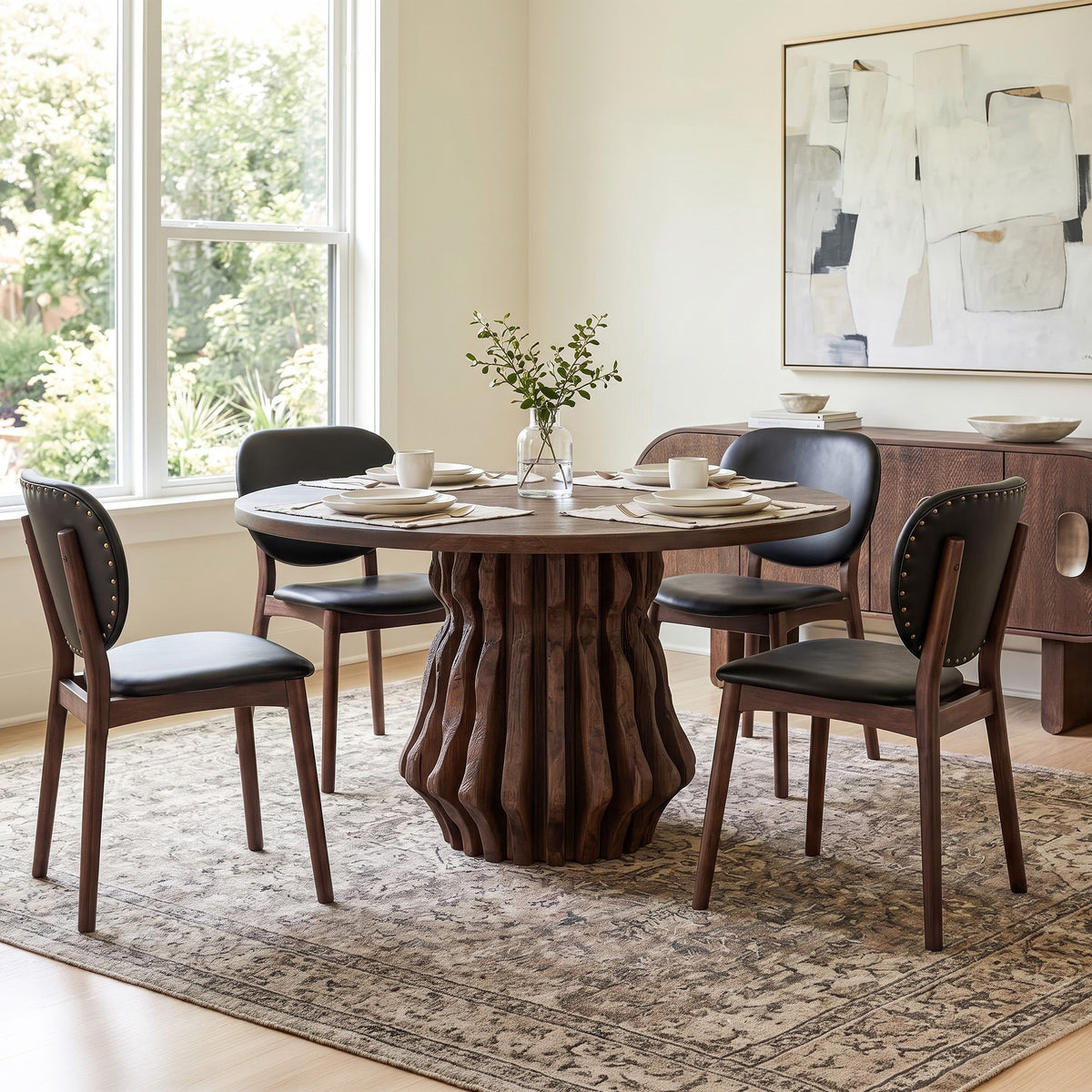 San Juan 54" Round Dining Table with Live Edge Sculptural Base in Royal Brown - image 3
