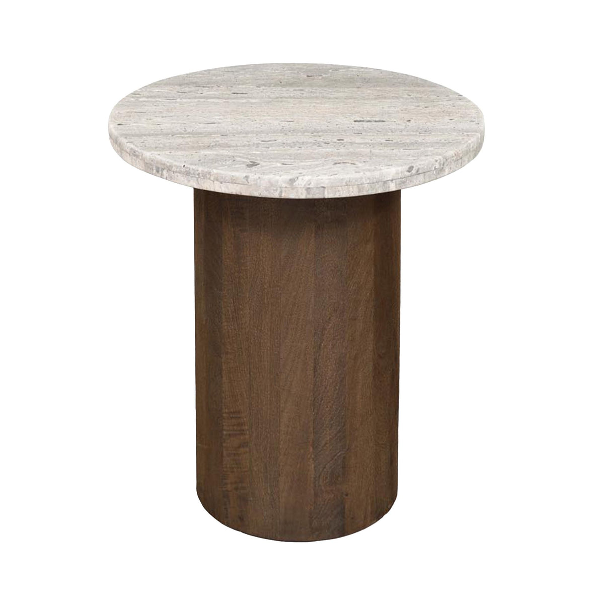 San Juan 20" Side Table in Royal Brown with Gray Travertine Top - image 2