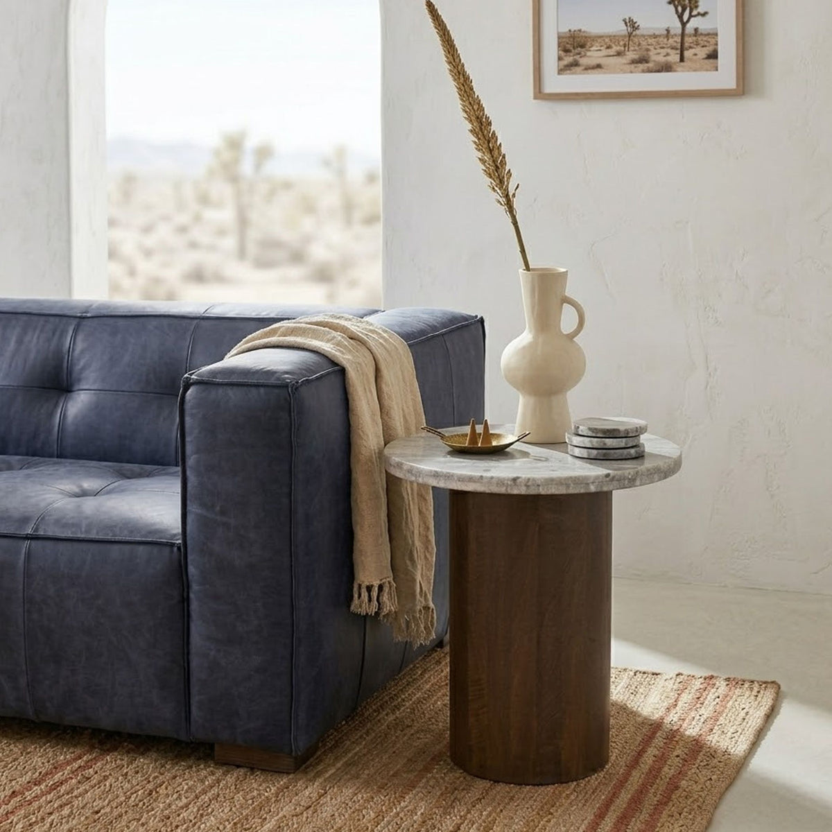 San Juan 20" Side Table in Royal Brown with Gray Travertine Top - image 4