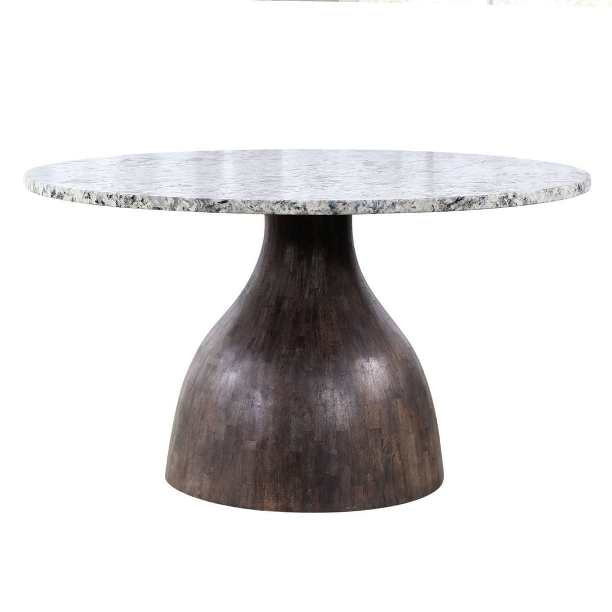 Solomon 54" Round Dining Table with Alaska White Marble and Black-wash Base - manufacturer view 3
