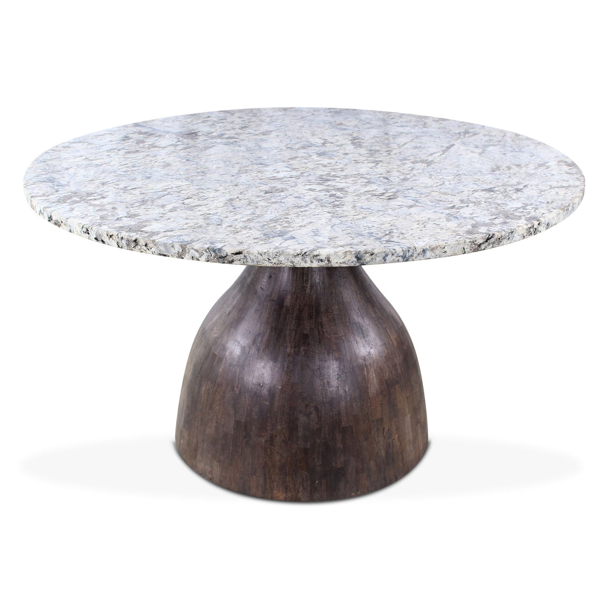 Solomon 54" Round Dining Table with Alaska White Marble and Black-wash Base - manufacturer view 2