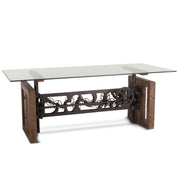 Industrial Crank Dining Table with Glass Top 79"