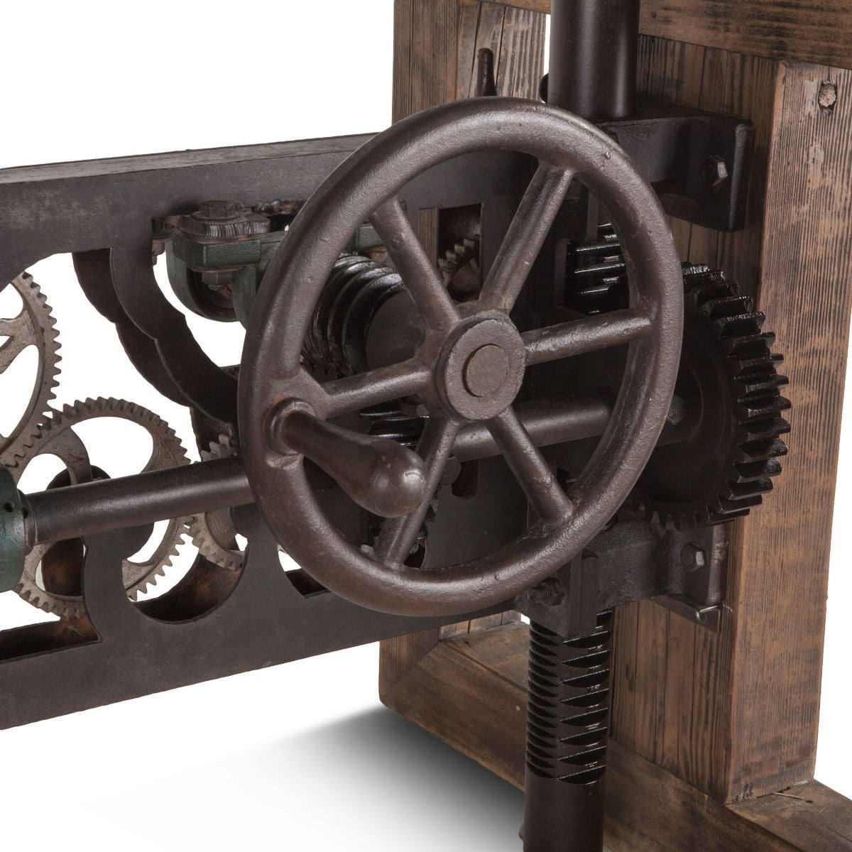 Industrial Crank Dining Table with Glass Top 79"