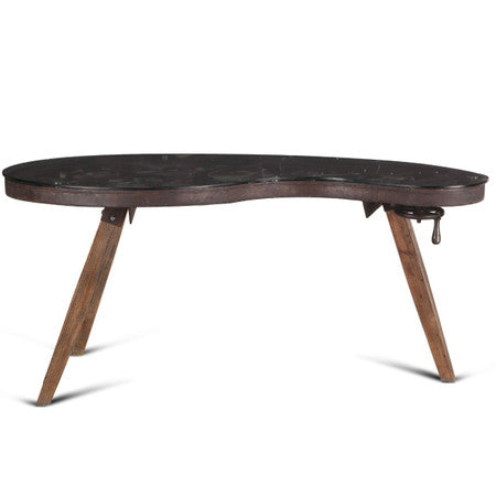 Steampunk Industrial Crank Desk With Glass Top 67"