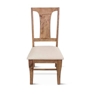 French Farmhouse Wooden Dining Chair w/ Upholstered Seat