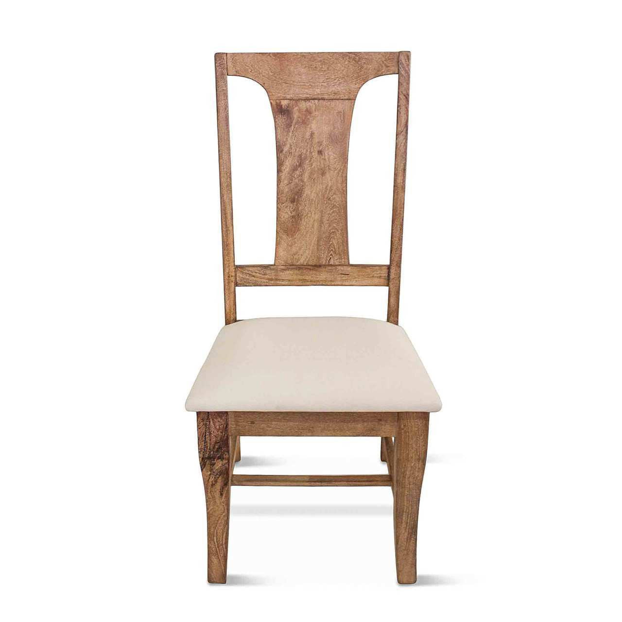 French Farmhouse Wooden Dining Chair w/ Upholstered Seat