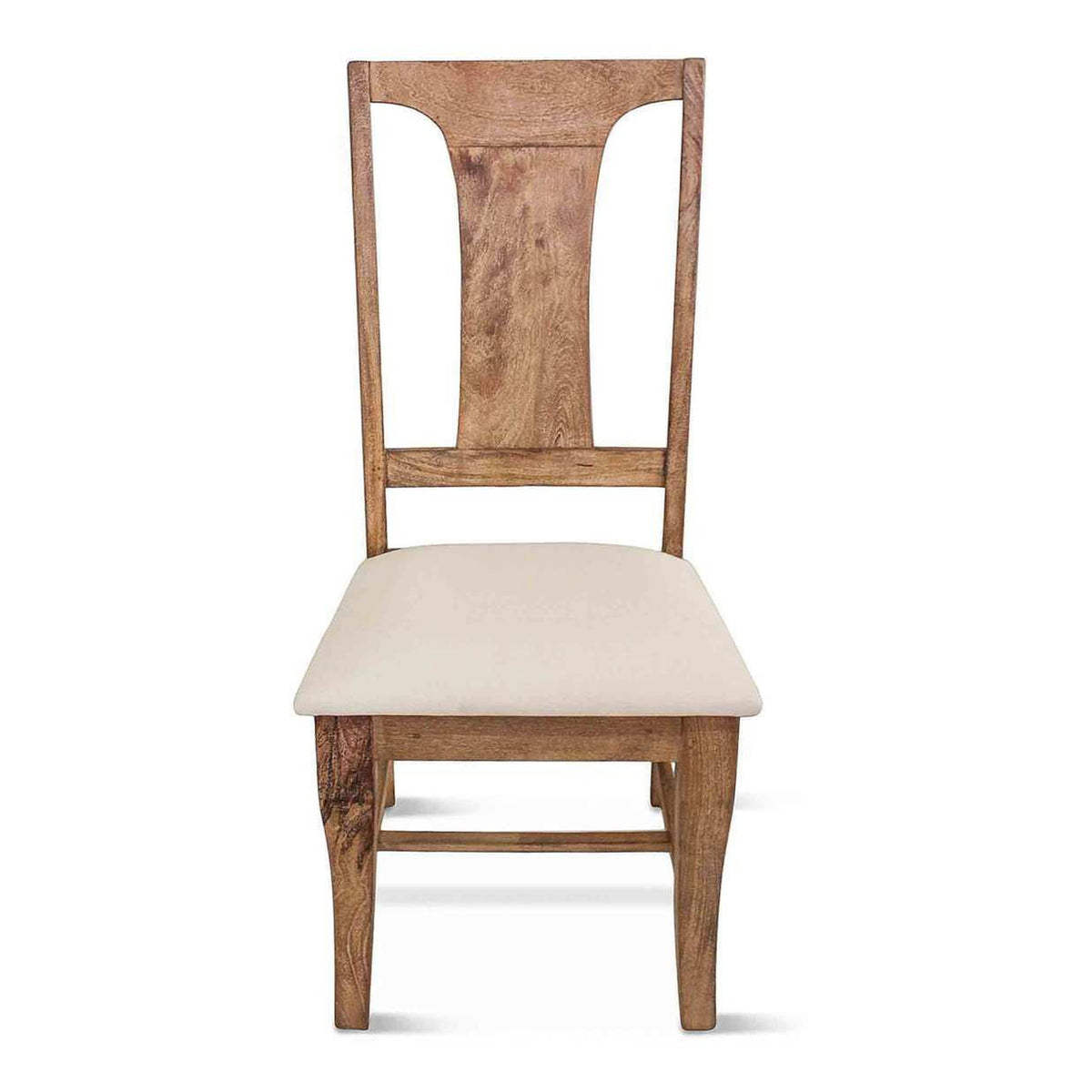 French Farmhouse Wooden Dining Chair w/ Upholstered Seat