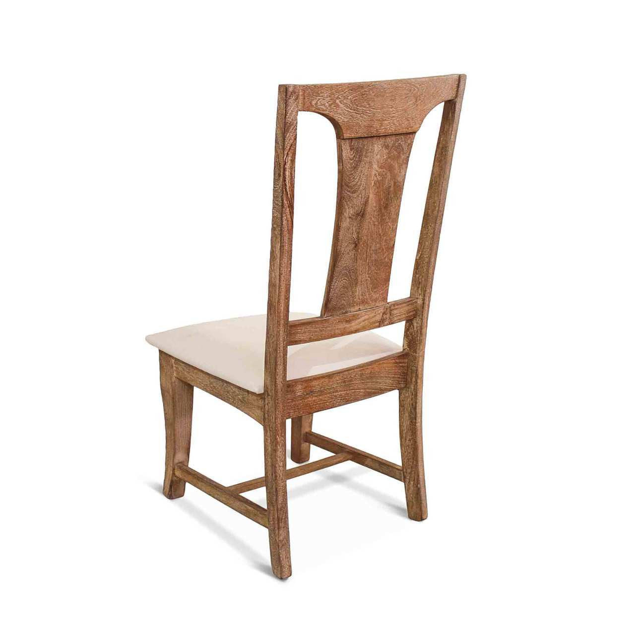 French Farmhouse Wooden Dining Chair w/ Upholstered Seat