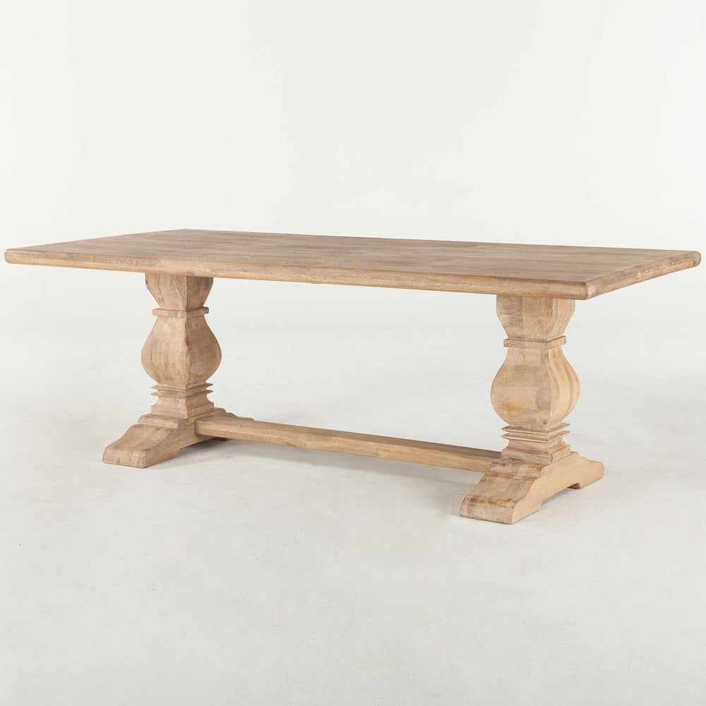 French Farmhouse Solid Wood Trestle Dining Table 84"