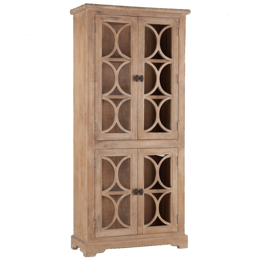 French Farmhouse Solid Wood 2 Door Display Cabinet
