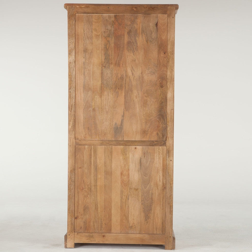 French Farmhouse Solid Wood Glass Door Curio Display Cabinet