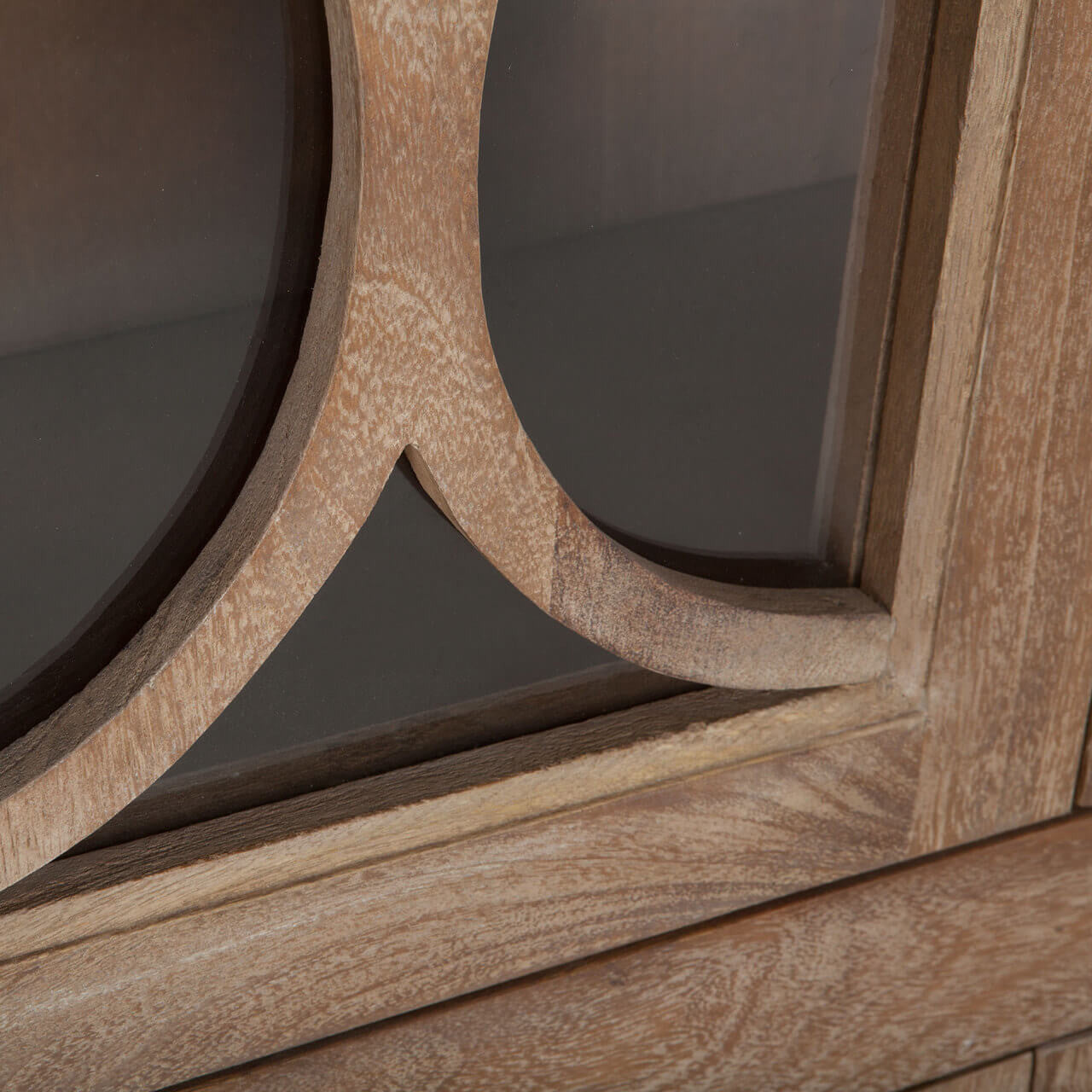 French Farmhouse Solid Wood Display Cabinet with Glass Doors