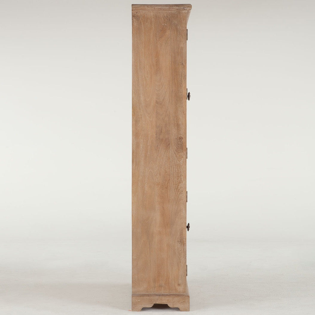 French Farmhouse Solid Wood Glass Door Curio Display Cabinet