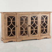 French Farmhouse Solid Wood 4 Door Credenza Cabinet 75"