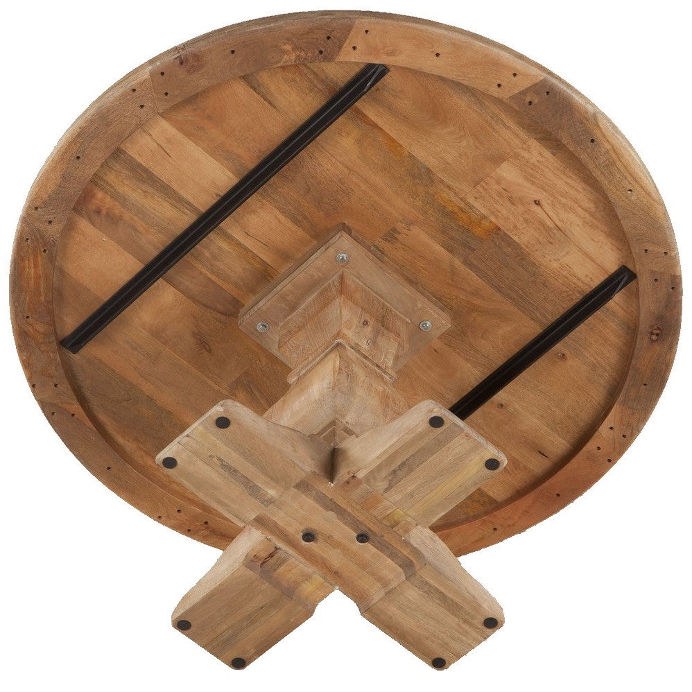 French Farmhouse Trestle Round Dining Table 54"