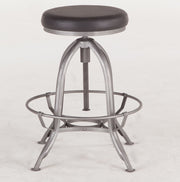 Steampunk Industrial Steel Adjustable Leather Stool with footrest