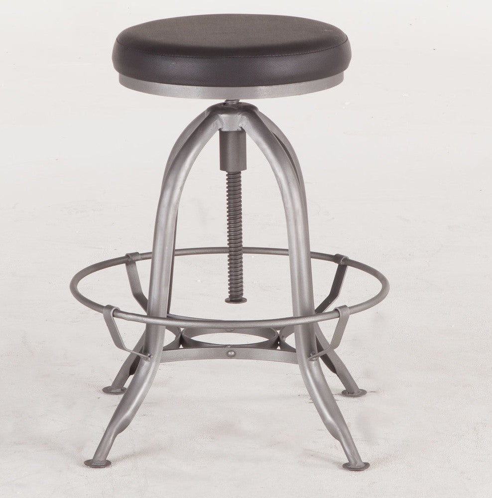 Steampunk Industrial Steel Adjustable Leather Stool with footrest