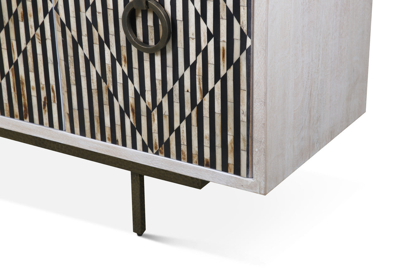 Taara 72" Sideboard with Horn and Wood Inlay on Metal Base