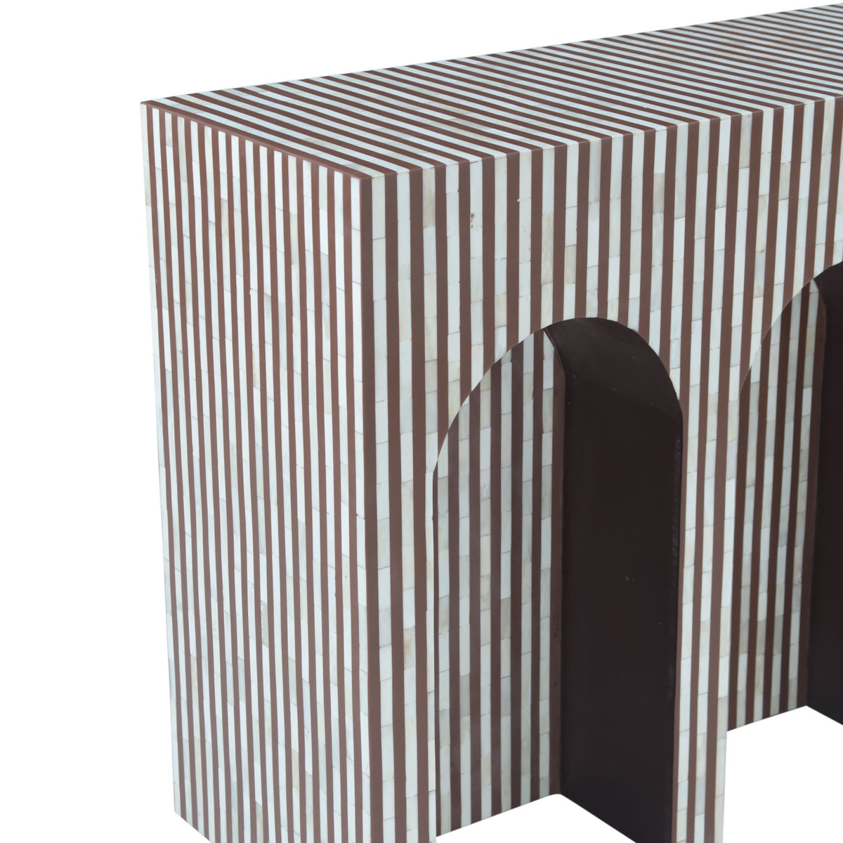 Taara 48" Arched Console Table in Brown and White Bone Inlay - image 4