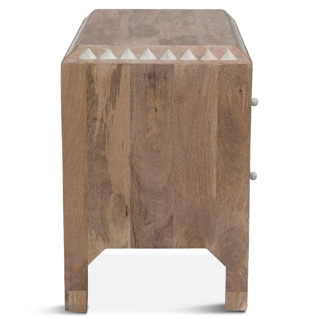 Marrakesh Solid Wood Handcarved 2 Drawer Nightstand