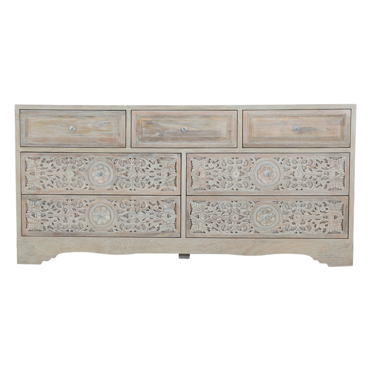 Taj 71" Dresser with Plinth Base in Carved Heirloom White - image 2