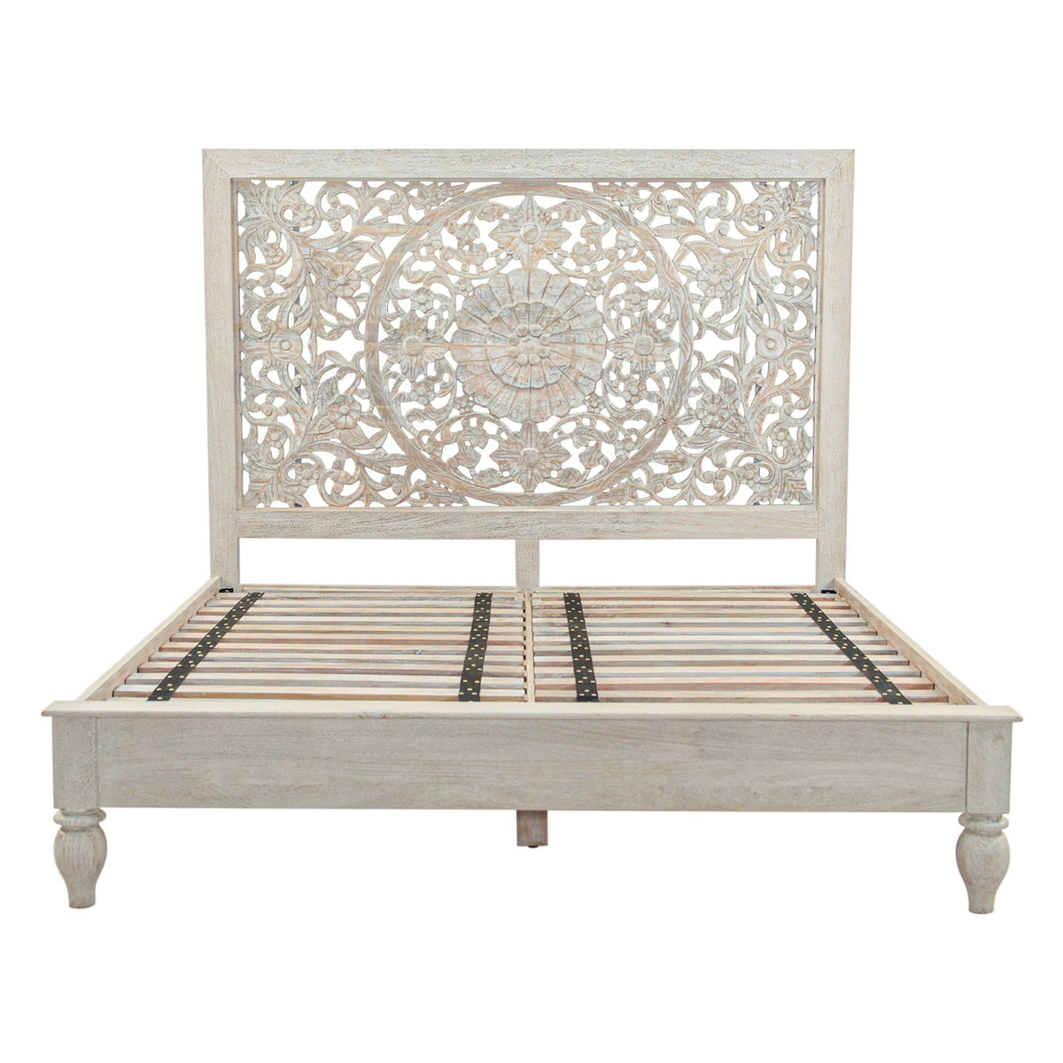 Taj Queen Bed in Hand Carved Heirloom White - image 2