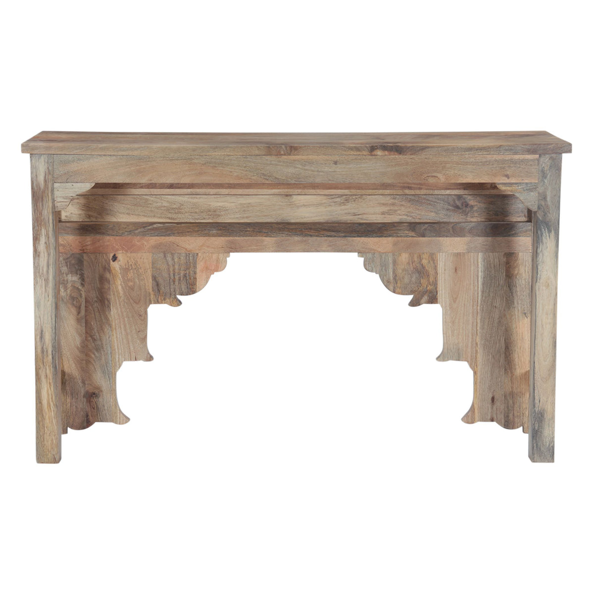 Tribal 59" Carved Wood Console Table in Natural - image 2