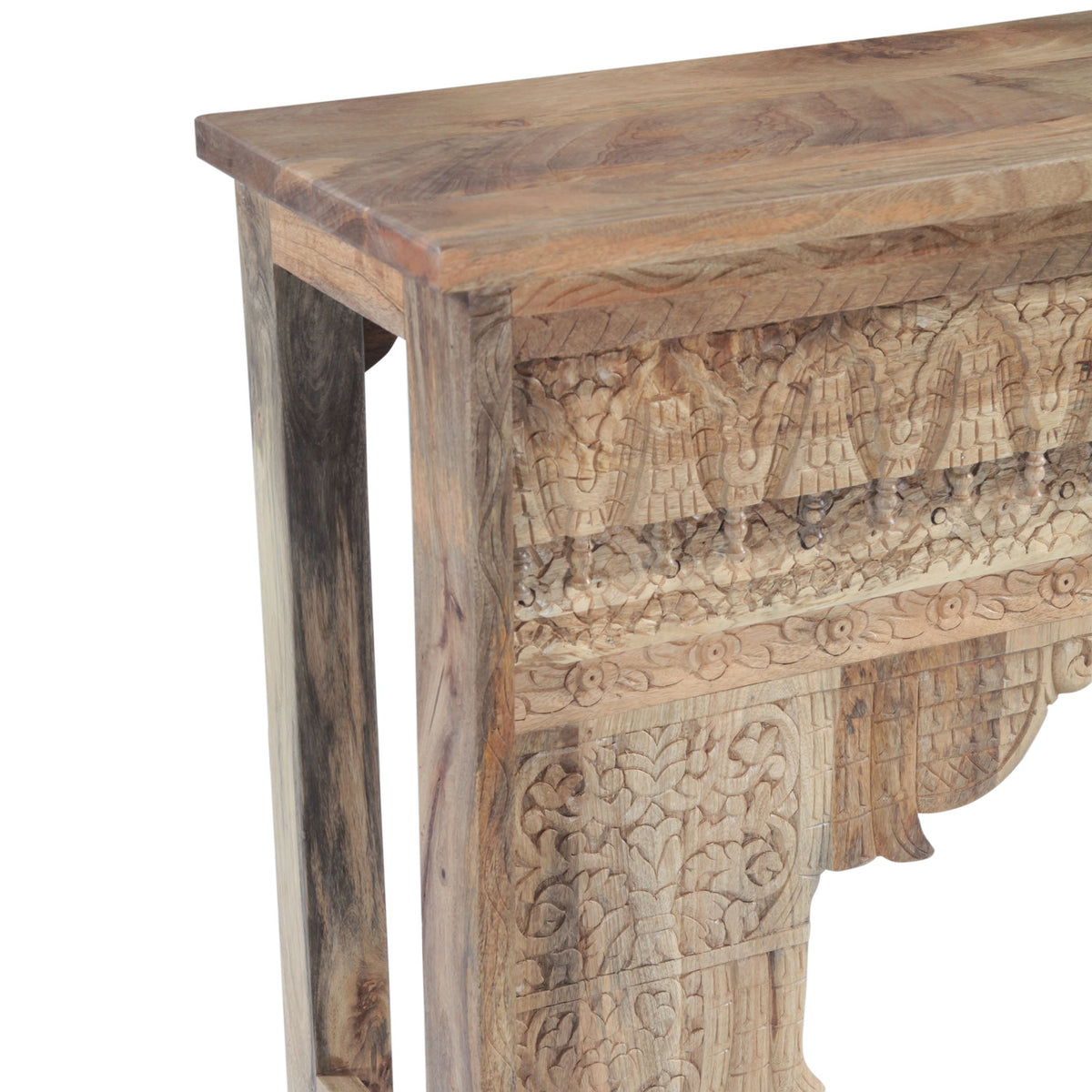 Tribal 59" Carved Wood Console Table in Natural - image 3