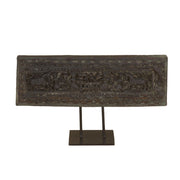 20" Carved Wood Panel on Iron Stand