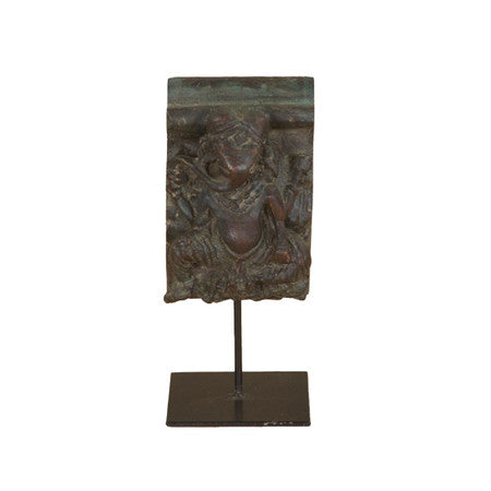 Carved Wooden Ganesha on Iron Stand