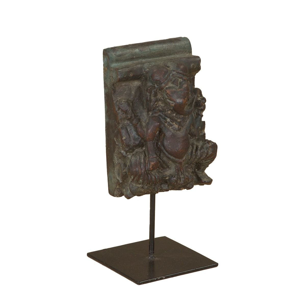 Carved Wooden Ganesha on Iron Stand