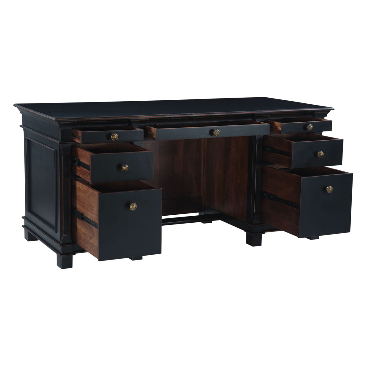 Turin 66" Office Desk in Distressed Black - image 2