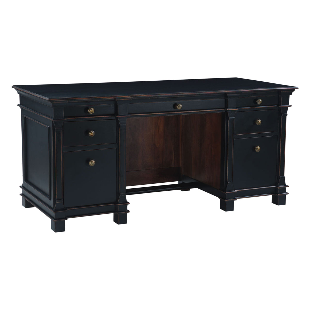 Turin 66" Office Desk in Distressed Black - image 3
