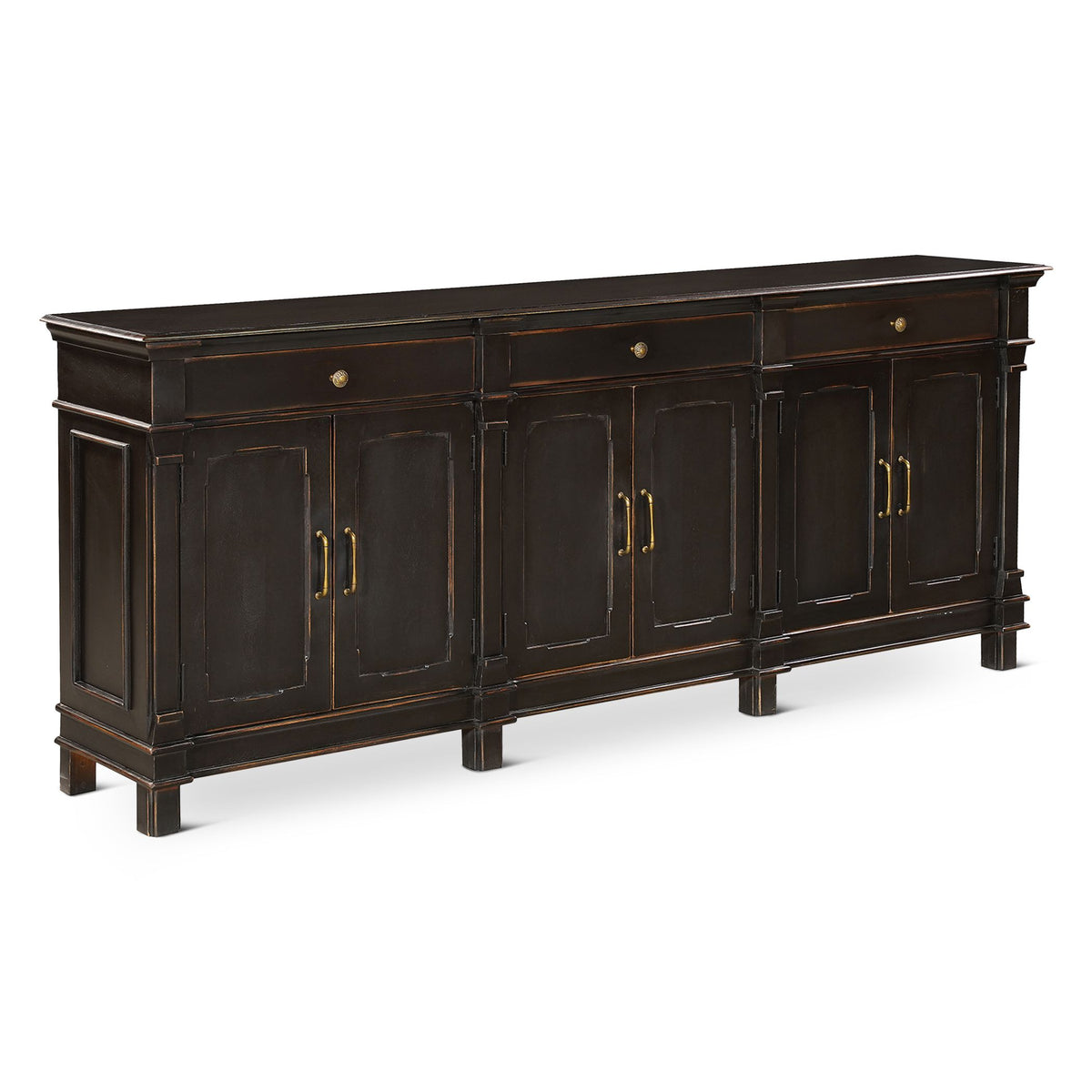 Turin 100" Sideboard in Distressed Black with Walnut Interior - image 2