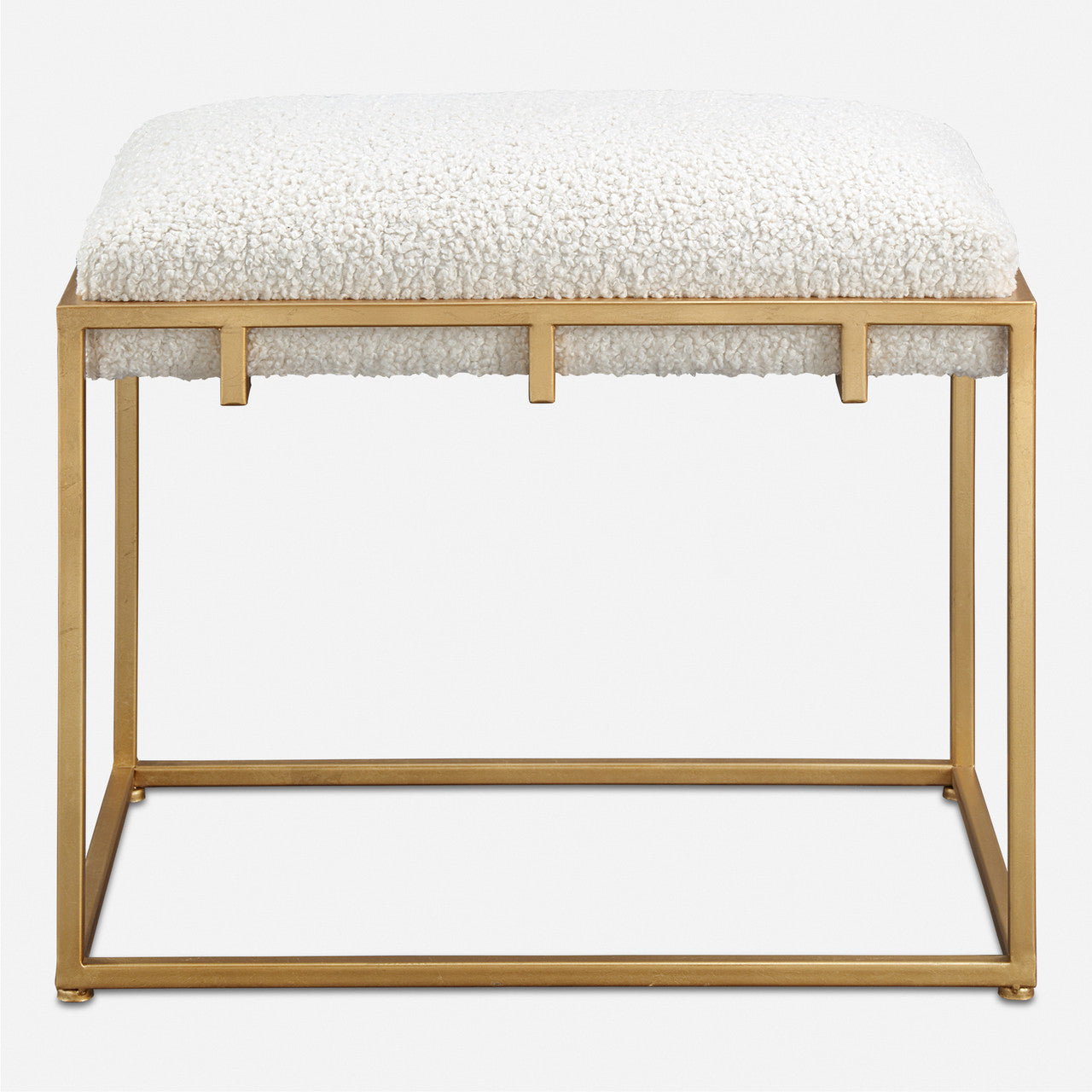 Uttermost Paradox Small Gold & White Shearling Bench
