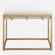 Uttermost Paradox Small Gold & White Shearling Bench