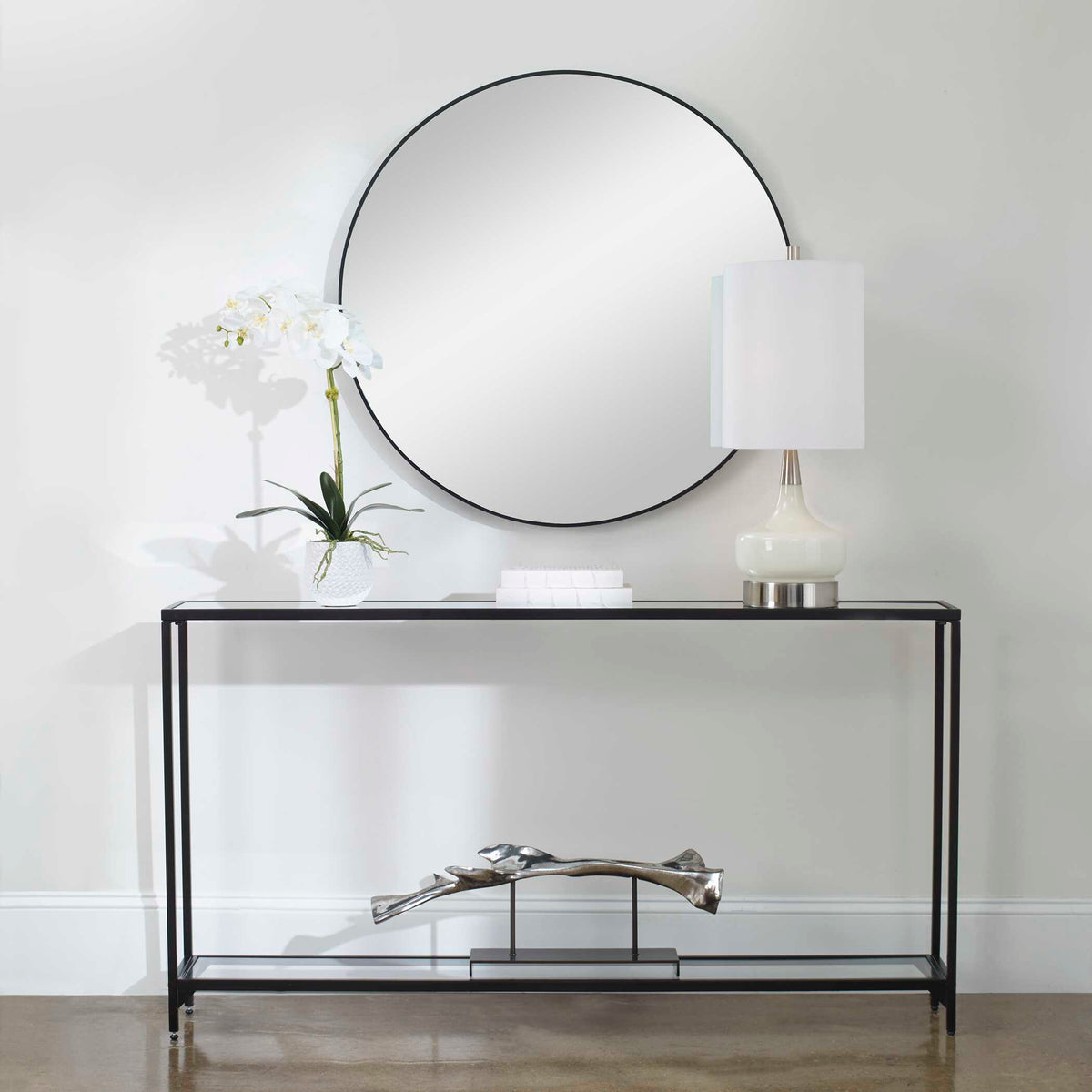 Zabrina Satin Black Iron Console Table