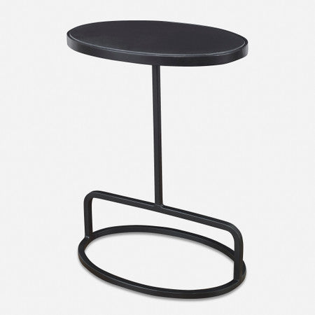 Jessenia Black Marble Accent Table