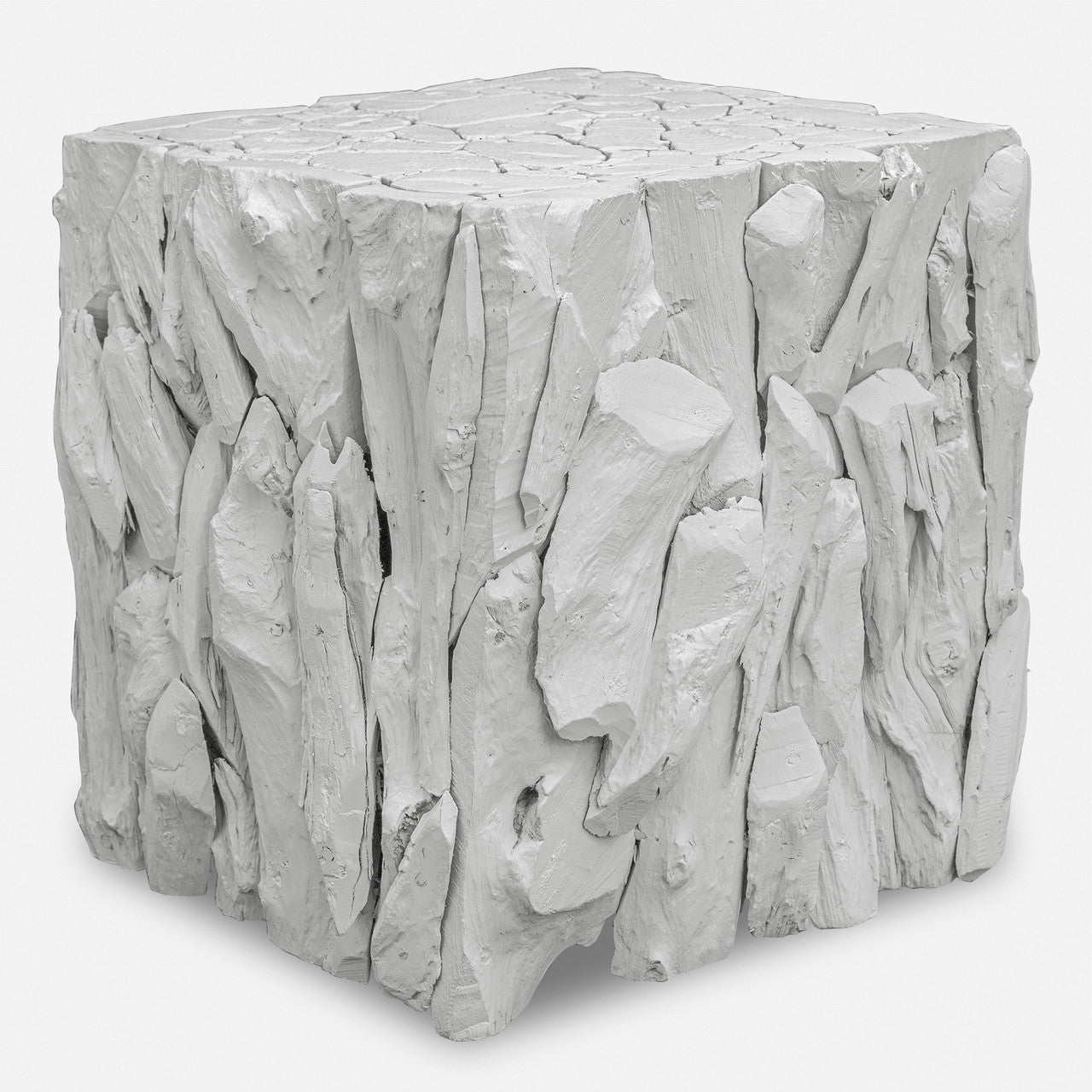 Uttermost Teak Root White Bunching Cube