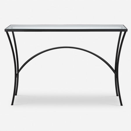 Alayna Black Metal & Glass Console Table