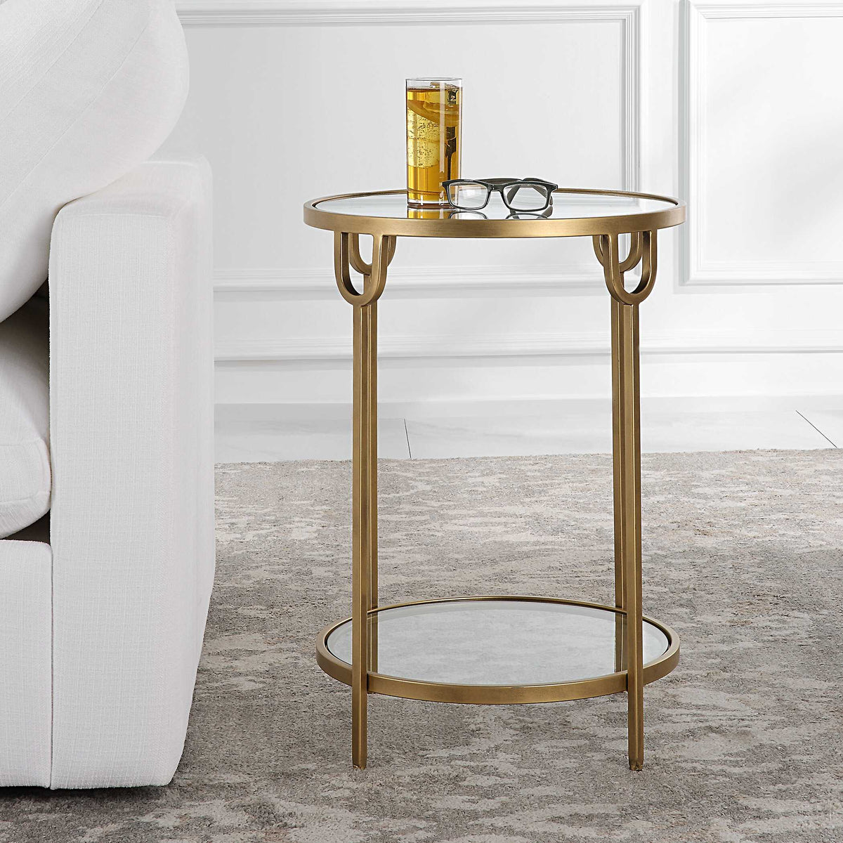 Cavendish Round Antique Gold Side Table