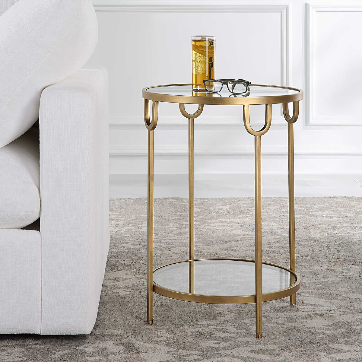 Cavendish Round Antique Gold Side Table
