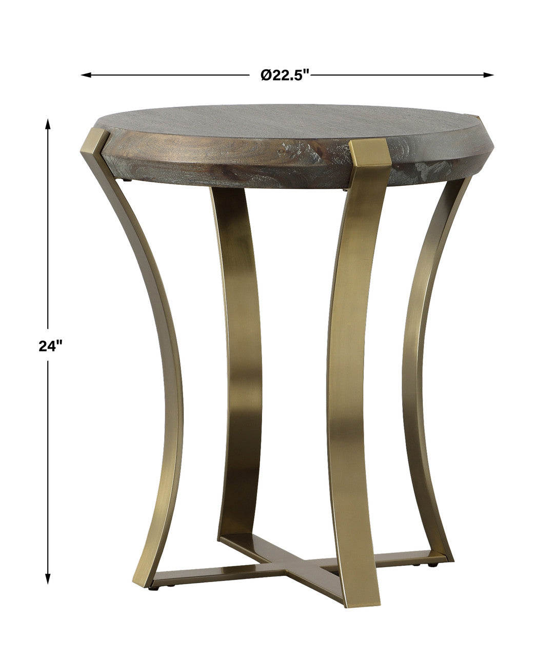 Uttermost Unite Brass Leg Wood Side Table